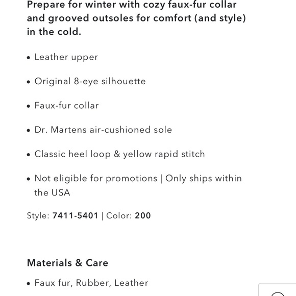 Doc Martens Serena 1460 Wyoming faux fur lined cuff boot. Women’s size 5 - Picture 2 of 9